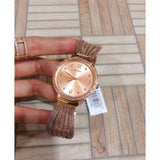 Buy Shop Guess Chiffon Rose Gold Dial Mesh Bracelet Watch For Women - W1083L3 USA Online