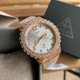 Buy Shop Guess Dazzler Diamonds Silver Dial Rose Gold Steel Strap Watch for Women - W0335L3 USA Online