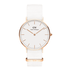 Buy Shop Daniel Wellington Classic Dover White Dial White Nylon Strap Watch For Women - DW00100309 USA Online