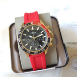 Buy Shop Fossil Bannon Multifunction Black Dial Red Silicone Strap Watch for Men - BQ2499 USA Online