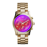 Buy Shop Michael Kors Runway Iridescent Pink Dial Gold Steel Strap Watch for Women - MK5939 USA Online