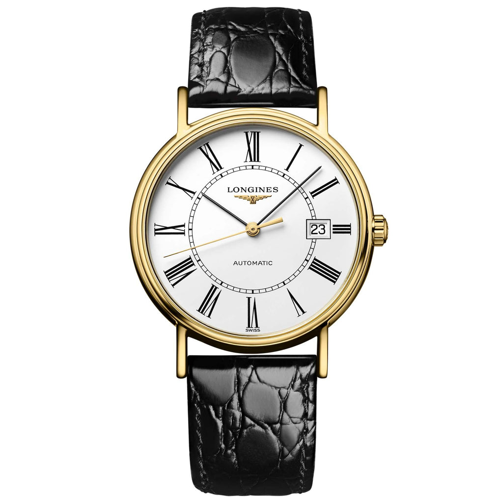 Buy Shop Longines Presence 25.5mm Automatic White Dial Black Leather Strap Watch for Women - L4.921.2.11.2 USA Online