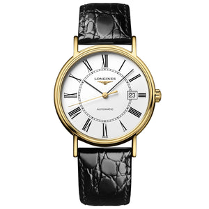 Buy Shop Longines Presence 25.5mm Automatic White Dial Black Leather Strap Watch for Women - L4.921.2.11.2 USA Online