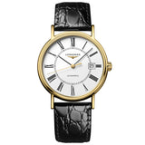 Buy Shop Longines Presence 25.5mm Automatic White Dial Black Leather Strap Watch for Women - L4.921.2.11.2 USA Online