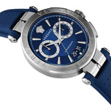 Versace Aion Chronograph Quartz Blue Dial Blue Leather Strap Watch for Men - VE1D01220