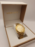 Buy Shop Versace Dylos Chronograph Gold Dial Gold Steel Strap Watch for Men - VQC040015 USA Online