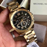 Buy Shop Michael Kors Brecken Chronograph Quartz Black Dial Gold Steel Strap Watch For Men - MK8481 USA Online