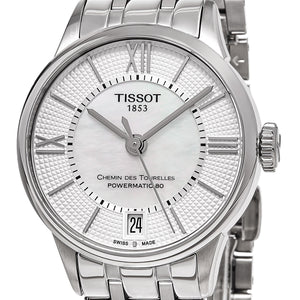 Buy Shop Tissot Chemin Des Tourelles Powermatic 80 Lady White Dial Silver Steel Strap Watch For Women - T099.207.11.037.00 USA Online