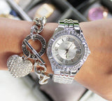 Buy Shop Guess Water Pro Diamonds Silver Dial Silver Steel Strap Watch For Women - G75511M USA Online