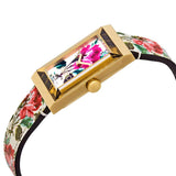 Buy Shop Gucci G-Frame Floral Mother of Pearl Dial White Leather Strap Watch For Women - YA147406 USA Online