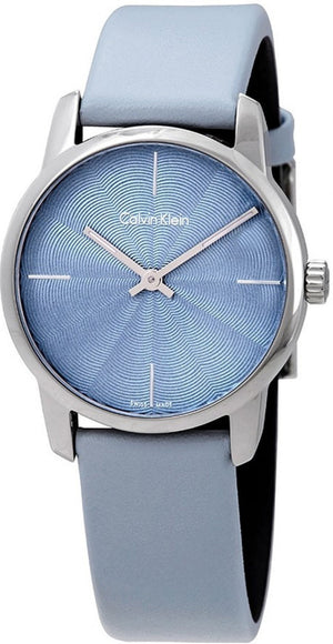 Calvin Klein City Blue Dial Blue Leather Strap Watch for Women - K2G231VN