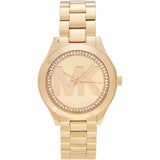 Buy Shop Michael Kors Slim Runway Gold Dial Gold Steel Strap Watch for Women - MK3477 USA Online