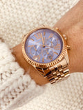 Buy Shop Michael Kors Lexington Purple Dial Rose Gold Steel Strap Watch For Women - MK6207 USA Online