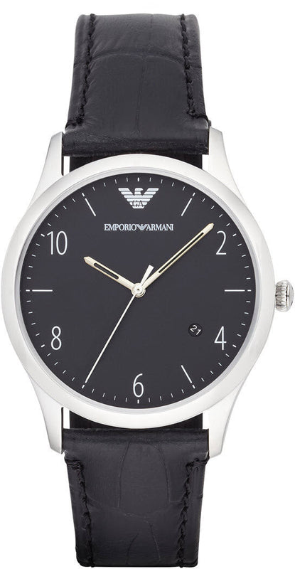 Buy Shop Emporio Armani Classic Quartz Black Dial Black Leather Strap Watch For Men - AR1865 USA Online
