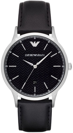 Buy Shop Emporio Armani Renato Analog Black Dial Black Leather Strap Watch For Men - AR8035 USA Online