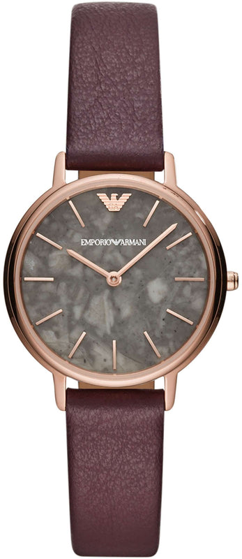 Buy Shop Emporio Armani Quartz Grey Dial Brown Leather Strap Watch For Women - AR11172 USA Online