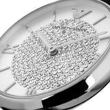 Buy Shop Emporio Armani Gianni T Bar Quartz Crystals Silver Dial Blue Leather Strap Watch For Women - AR11344 USA Online