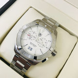 Buy Shop Tag Heuer Aquaracer Chronograph White Dial Silver Steel Strap Watch for Men - WAY111Y.BA0928 USA Online