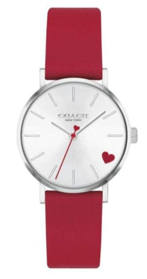 Buy Shop Coach Perry Silver Dial Red Leather Strap Watch for Women - 14503515 USA Online