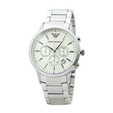 Buy Shop Emporio Armani Renato Chronograph Cream Dial Silver Steel Strap Watch For Men - AR2458 USA Online