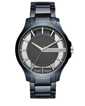 Buy Shop Armani Exchange Hampton Skeleton Grey Dial Blue Steel Strap Watch For Men - AX2401 USA Online