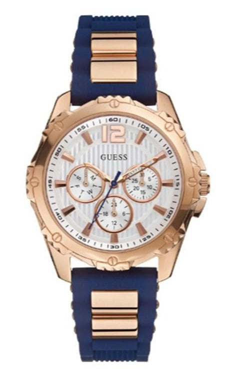 Buy Shop Guess Interpid White & Rose Gold Dial Blue Silicone Strap Watch For Women - W0325L8 USA Online