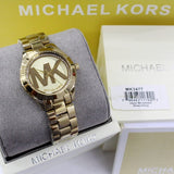 Buy Shop Michael Kors Slim Runway Gold Dial Gold Steel Strap Watch for Women - MK3477 USA Online