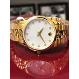 Movado Museum Classic Mother of Pearl Dial Gold Steel Strap Watch For Women - 0606998