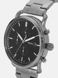 Buy Shop Fossil The Commuter Black Dial Grey Steel Strap Watch for Men - FS5400 USA Online