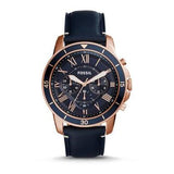 Buy Shop Fossil Grant Sport Chronograph Blue Dial Blue Leather Strap Watch for Men - FS5237 USA Online