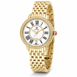 Buy Shop Michele Serein Silver Dial Gold Steel Strap Watch for Women - MWW21B000031 USA Online