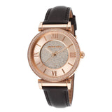 Buy Shop Michael Kors Catlin Rose Gold Crystal Dial Black Leather Strap Watch for Women - MK2376 USA Online
