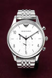 Buy Shop Emporio Armani Classic Chronograph Silver Dial Silver Steel Strap Watch For Men - AR1879 USA Online