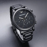 Buy Shop Emporio Armani Luigi Chronograph Black Dial Black Steep Strap Watch For Men - AR11045 USA Online