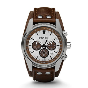 Buy Shop Fossil Coachman Chronograph Silver Dial Brown Leather Strap Watch for Men - CH2565 USA Online
