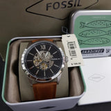Buy Shop Fossil Flynn Automatic Black Dial Brown Leather Strap Watch for Men - BQ2270 USA Online
