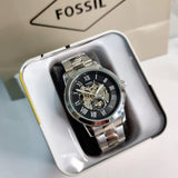 Buy Shop Fossil Grant Skeleton Black Dial Silver Steel Strap Watch for Men - ME3055 USA Online