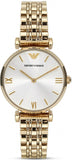 Buy Shop Emporio Armani Gianni T Bar Silver Dial Gold Stainless Steel Strap Watch For Women - AR1877 USA Online