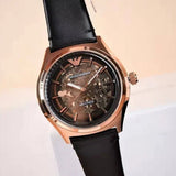 Buy Shop Emporio Armani Meccanico Black Dial Black Leather Watch For Men - AR60004 USA Online