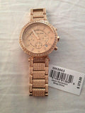 Michael Kors Uptown Glam Parker Chronograph Rose Gold Dial Steel Strap Watch for Women - MK5663