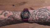 Buy Shop Fossil Vintage Muse Automatic Skeleton Maroon Dial Maroon Leather Strap Watch for Women - ME3137 USA Online