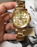 Buy Shop Michael Kors Brecken Chronograph Gold Dial Gold Steel Strap Watch For Women - MK6366 USA Online