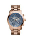 Buy Shop Michael Kors Runway Stop Hunger Quartz Blue Dial Rose Gold Steel Strap Watch For Men - MK8358 USA Online