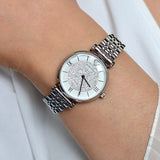 Buy Shop Emporio Armani Gianni T Bar White Crystal Pave Dial Silver Stainless Steel Strap Watch For Women - AR1925 USA Online
