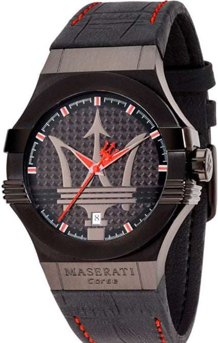 Buy Shop Maserati Potenza 3H STR Black Dial 42mm Leather Strap Watch For Men - R8851108010 USA Online
