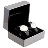 Buy Shop Emporio Armani Gianni T Bar Mother of Pearl Dial Black Leather Strap Watch For Women - AR90002 USA Online