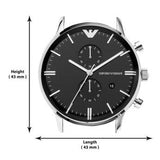 Buy Shop Emporio Armani Gianni Chronograph Black Dial Black Leather Strap Watch For Men - AR0397 USA Online