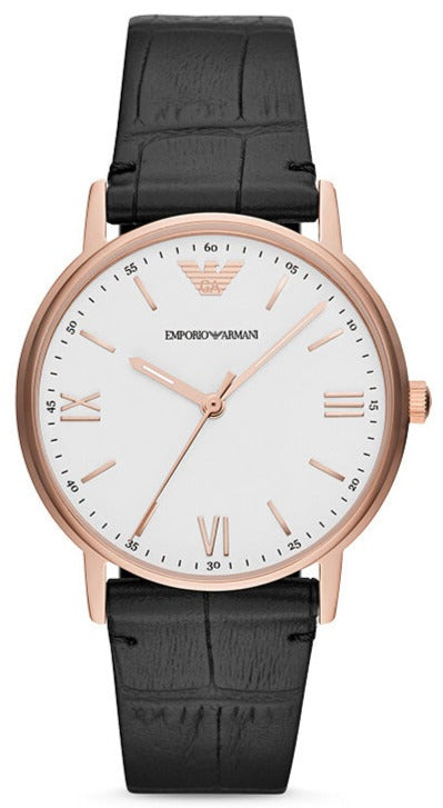 Buy Shop Emporio Armani Kappa Quartz White Dial Black Leather Strap Watch For Men - AR80015 USA Online