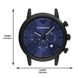 Buy Shop Emporio Armani Luigi Analog Blue Dial Black Leather Strap Watch For Men - AR11351 USA Online