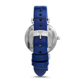 Buy Shop Emporio Armani Gianni T Bar Quartz Crystals Silver Dial Blue Leather Strap Watch For Women - AR11344 USA Online